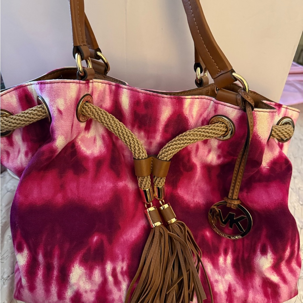 Michael Kors Fuchsia Tie-Dye Shoulder Bag